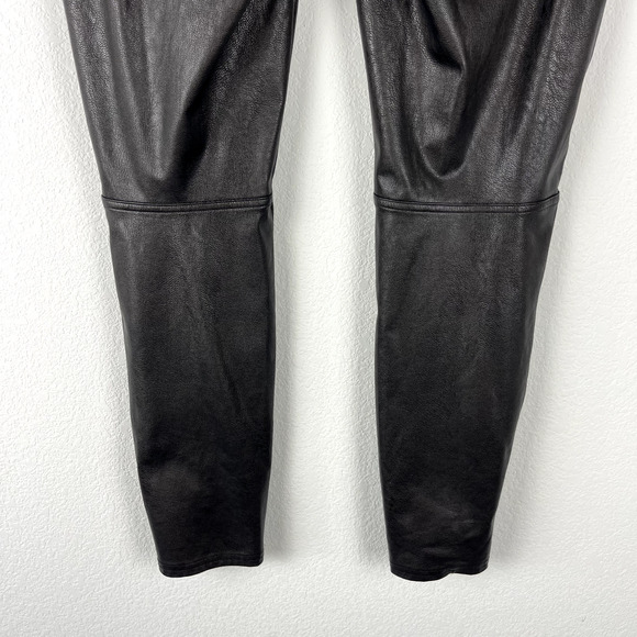 Spanx Leather-Like Ankle Skinny Pant Womens Large Brown Stretch Pull On Cropped - Picture 7 of 14